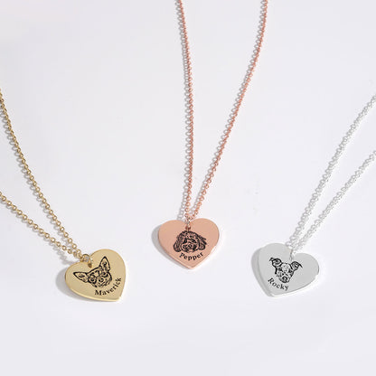 Pet Face Heart Necklace
