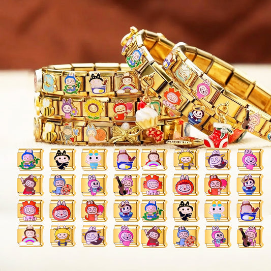 The Monsters Personalized Italian Bracelet, Custom Gold Italy Charms,Gift for Her