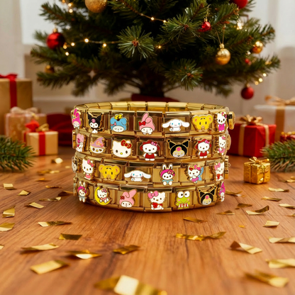 Hello Kitty Personalized Italian Bracelet, Custom Gold Italy Charms Gift for Her