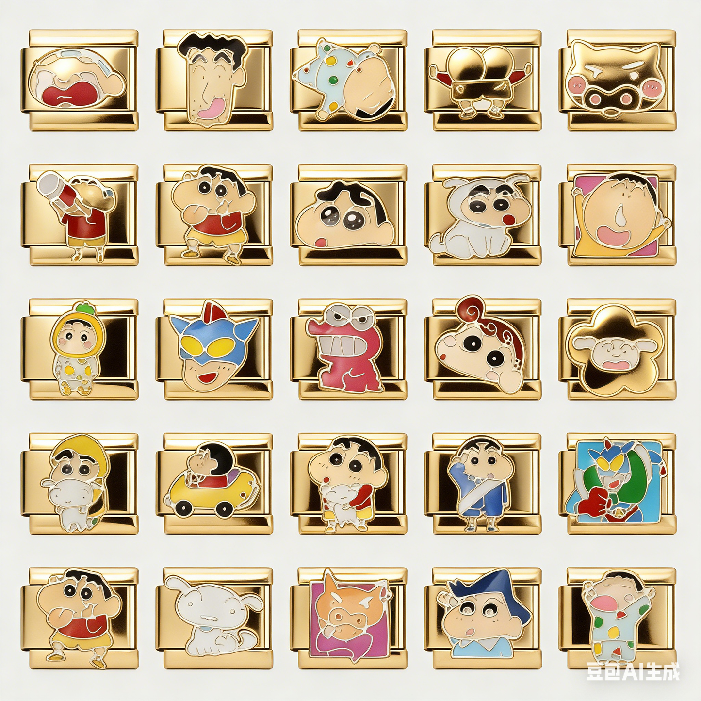 Crayon Shin-chan Personalized Italian Bracelet, Custom Gold Italy Charms, Gold Italian BraceletGift for Her