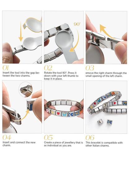 Hello Kitty Personalized Italian Bracelet, Custom Gold Italy Charms Gift for Her