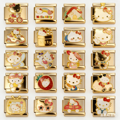 Hello Kitty Personalized Italian Bracelet, Custom Gold Italy Charms,Gift for Her