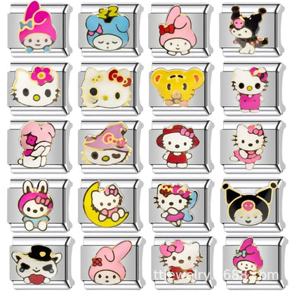 Hello Kitty Personalized Italian Bracelet, Custom Gold Italy Charms Gift for Her